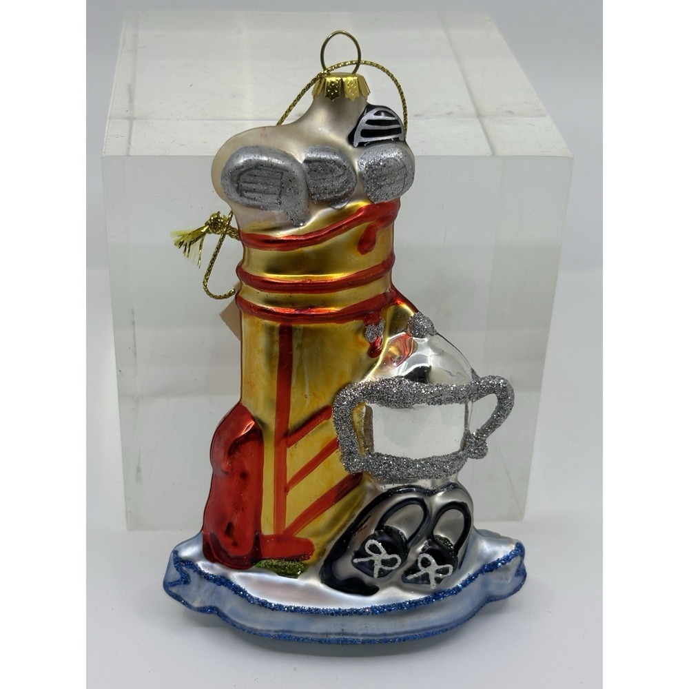 Vintage Glass Hand Blown Golf Bag Christmas Ornament New
